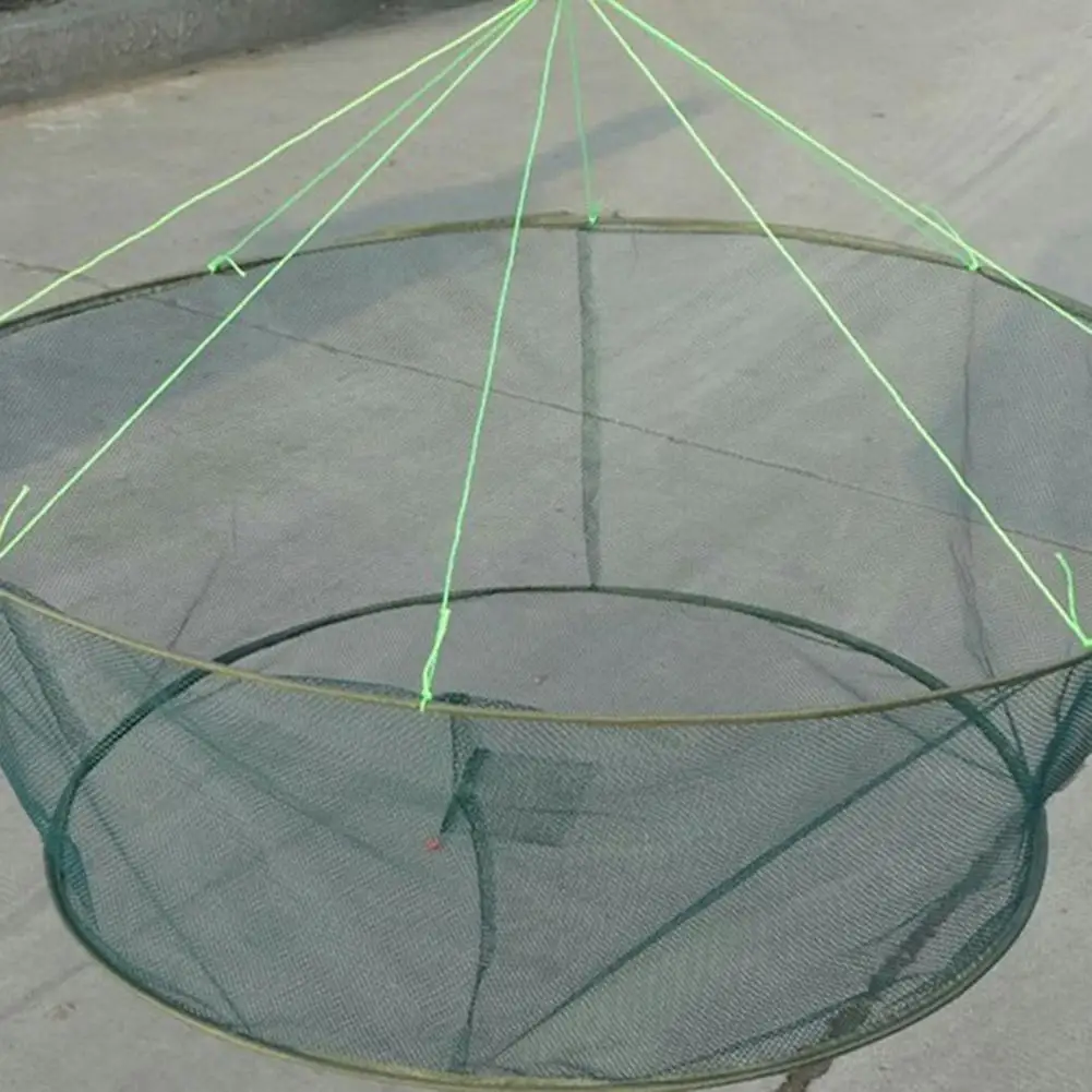 80/100CM Foldable Hanging Wire Fishing Net Steel Wire Mesh Fish Cage Bait Crab Shrimp Pier Pond Shrimp Minnow Trap Dip Mesh