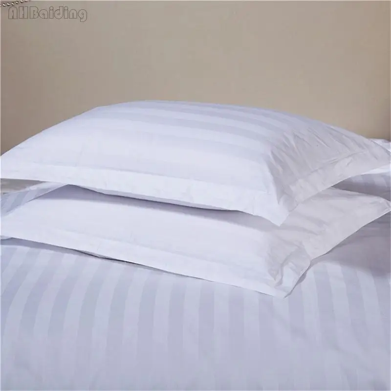 25 White Hotel Pillow Case 100% Satin Cotton Increase Density Striped Pillow Cover One Pair Pillowcases 50x80cm/58x88cm Size