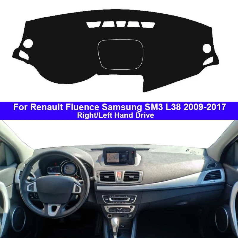 Car Dashboard Cover For For Renault Fluence Samsung SM3 L38 2009 - 2017 Auto Dash Mat Carpet Cape Anti-sun Sun shade Dashmat