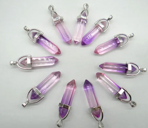 natural stone Quartz Crystal lapis Turquoises tiger eye Opal Hexagonal charm Pendants for diy Jewelry Necklaces Accessories24PC