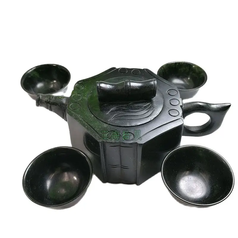 Chinese Kung Fu Tea Tea With Natural Jade Teapot And Tea Cup A Set