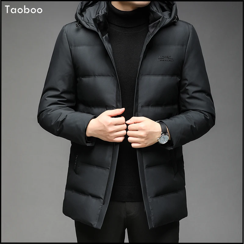 Taoboo Brand Winter New Men Solid Color Parkas High Quality Men\'s Hooded Warm Thick Down Jacket Male Fashion Casual Parka Coat