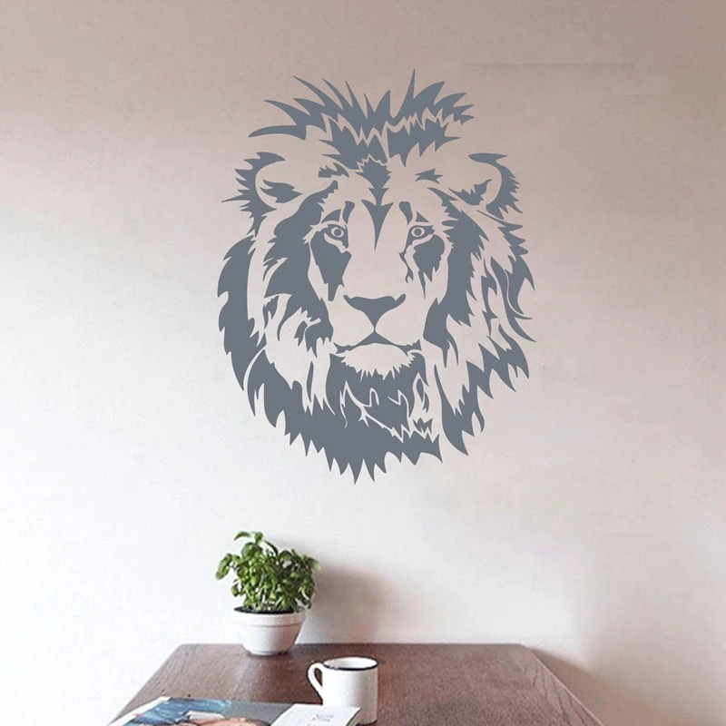 Lion Head Wall Decal Car Vinyl Wall Sticker Animal Poster Decoration For Boys Bedroom Living Room Office Home Laptop Decor