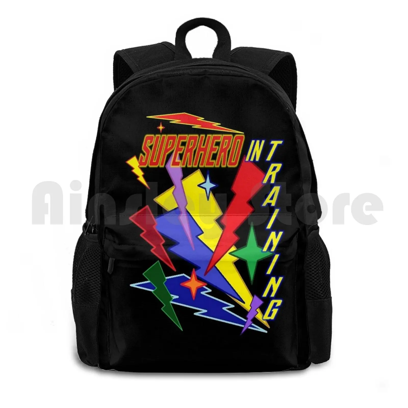 

Superhero In Training Outdoor Hiking Backpack Riding Climbing Sports Bag Comic Superhero Lighting Bolts Lightning Bolt Colorful