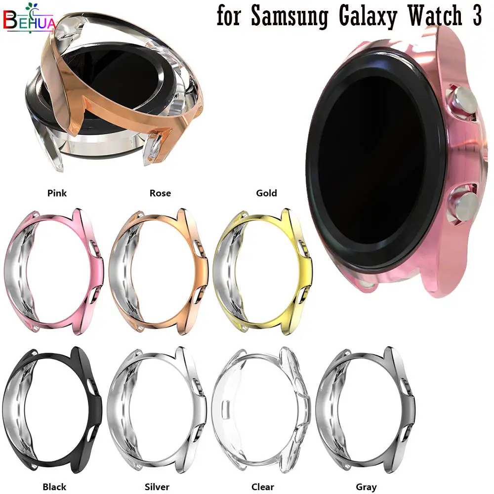 Screen Protection Watch Case for Samsung Galaxy Watch 3 45mm 41MM Soft Ultra-Thin Tpu clear Protector Cover frame Plating color