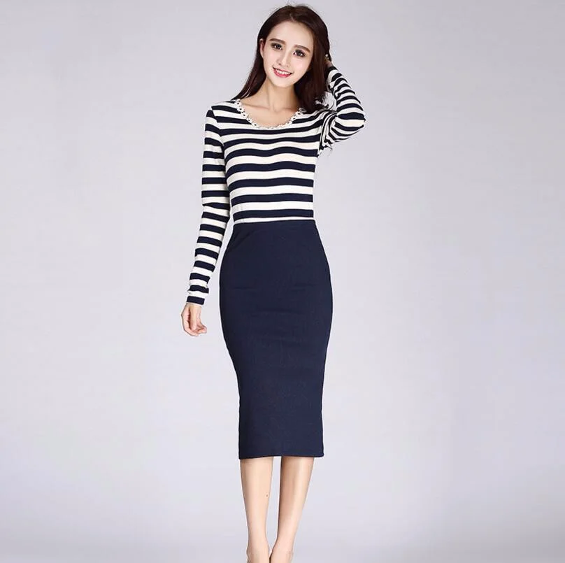 2022 Spring Autumn Long Pencil Skirts Women Sexy Slim Package Hip Maxi Skirt Lady Winter Sexy Chic Wool Rib Knit midi Skirt Saia