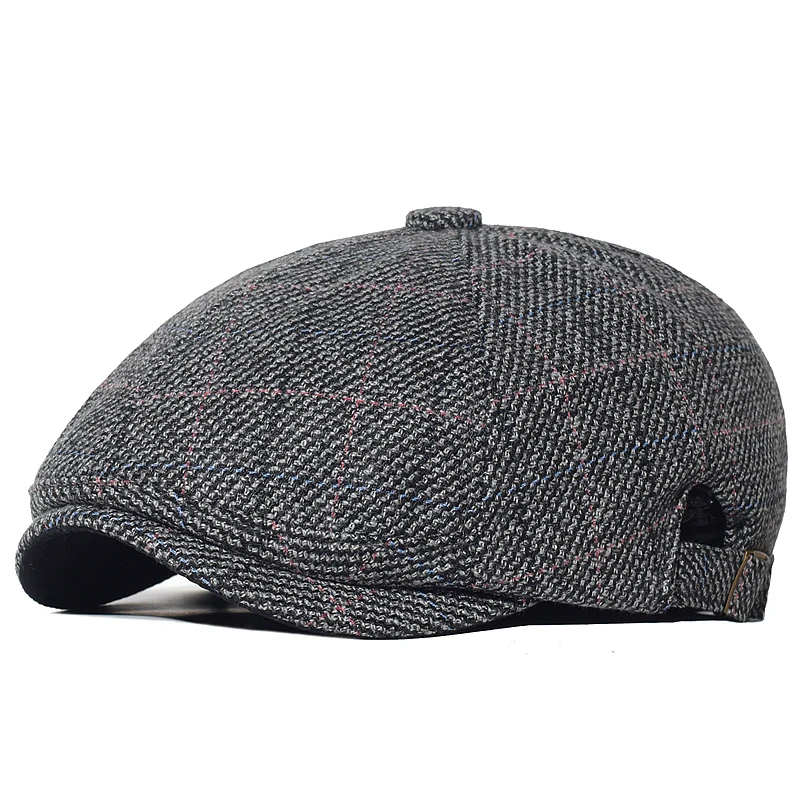 Winter Warm Plaid Newsboy caps Casual Outdoor Gatsby Retro Beret Hats  Driver Octagonal hat Fashion Solid Flat Caps