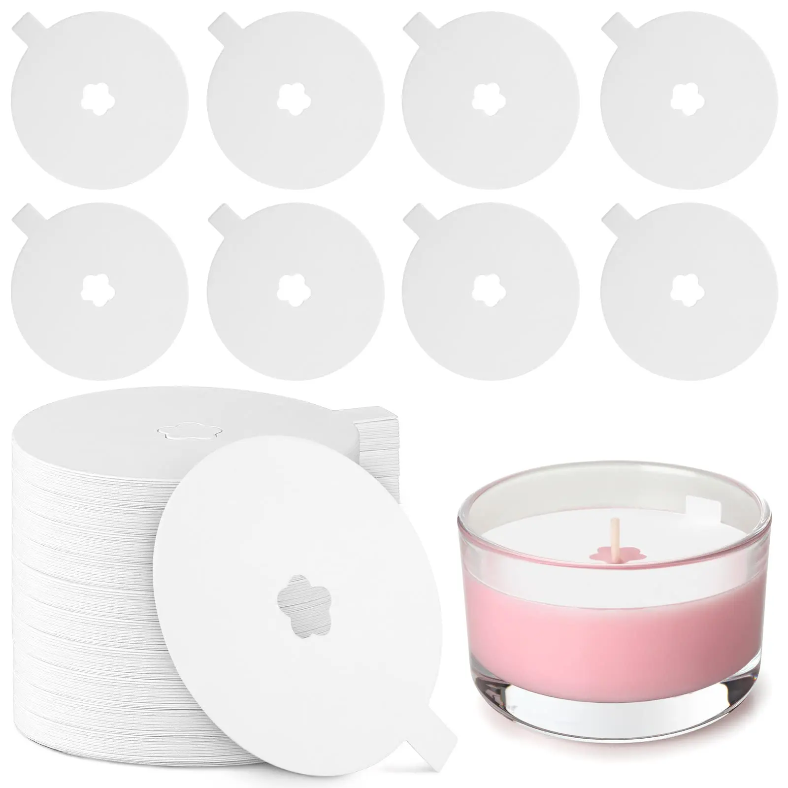 100 Pcs 2.75 Inch Candle Dust Protectors Paper Candle Lids Candle Drip Protectors Candle Vigil Supplies For Craft Candle Making