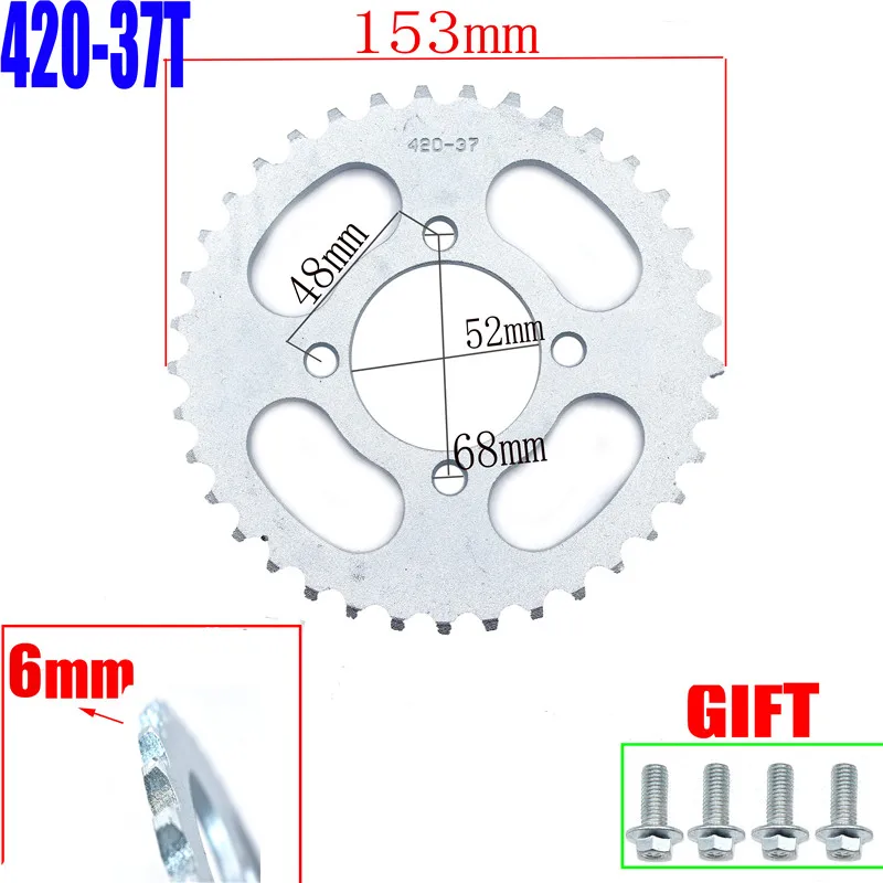 420/428 Kettingen 35T/37T/39T/41T/43T/45T/48T Motorfiets Kettingwielen Achter Back Tandwiel Cog Voor 110cc 125cc 140cc Dirt Pit Bike