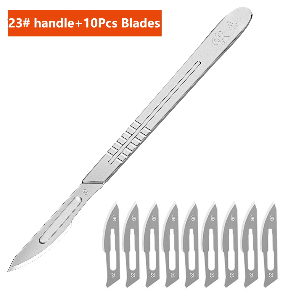 10 Stück Klingen Edelstahl Chirurgisches Skalpell 11 # 23 # Abnehmbare Aufbewahrungsbox mit Metallgriff für Pflanzenpfropfen, Schnitzen, DIY-Reparaturen – Detail 11