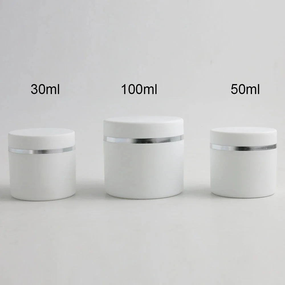 20pcs 30ml 50ml 100ml Empty Travel Face Cream Double-wall White Jar Cosmetic Container Round Plastic Empty Cosmetic Box