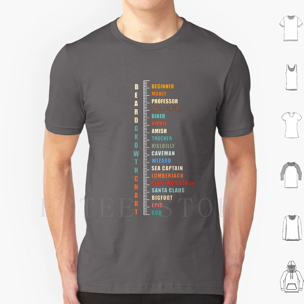 Mens Beard Length Growth Chart Ruler T Shirt DIY Big Size 100% Cotton Beard Hip Hipster Grandpa Granddad Grandfather Old Man