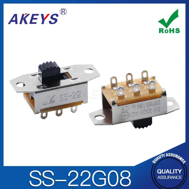 

SS-22G08 (2P2T) Toggle Switch gear 2 No Fixed Foot 2203 Double row 6-pin vertical with ears