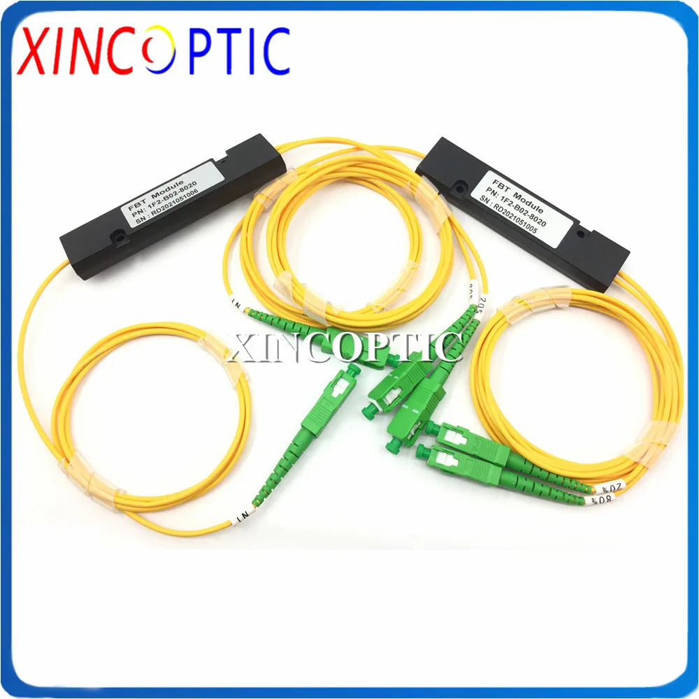 4Pcs 1X2 FBT Fiber Optical Coupler,SM,1310 1550 1490nm,20/80 50/50 3.0mm,1M,90*20*10,SC/APC,1*2 Single Mode Fibre Optic Splitter