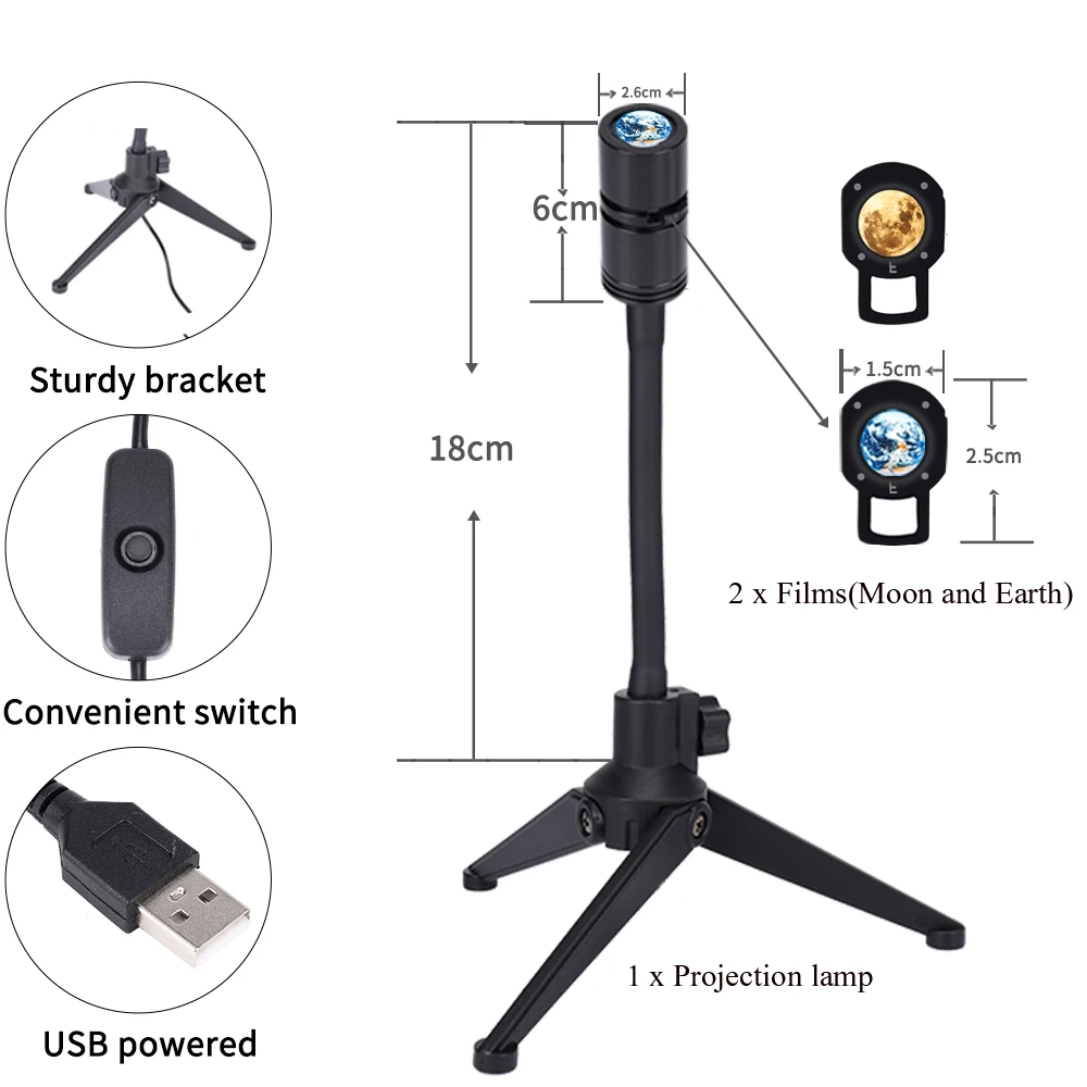 Neuheit Mond Erde Projektion Licht 360 ° Drehbare USB5v Internet Celebrity Romantische Wohnkultur Foto Vlog Hintergrund Nacht Lampe