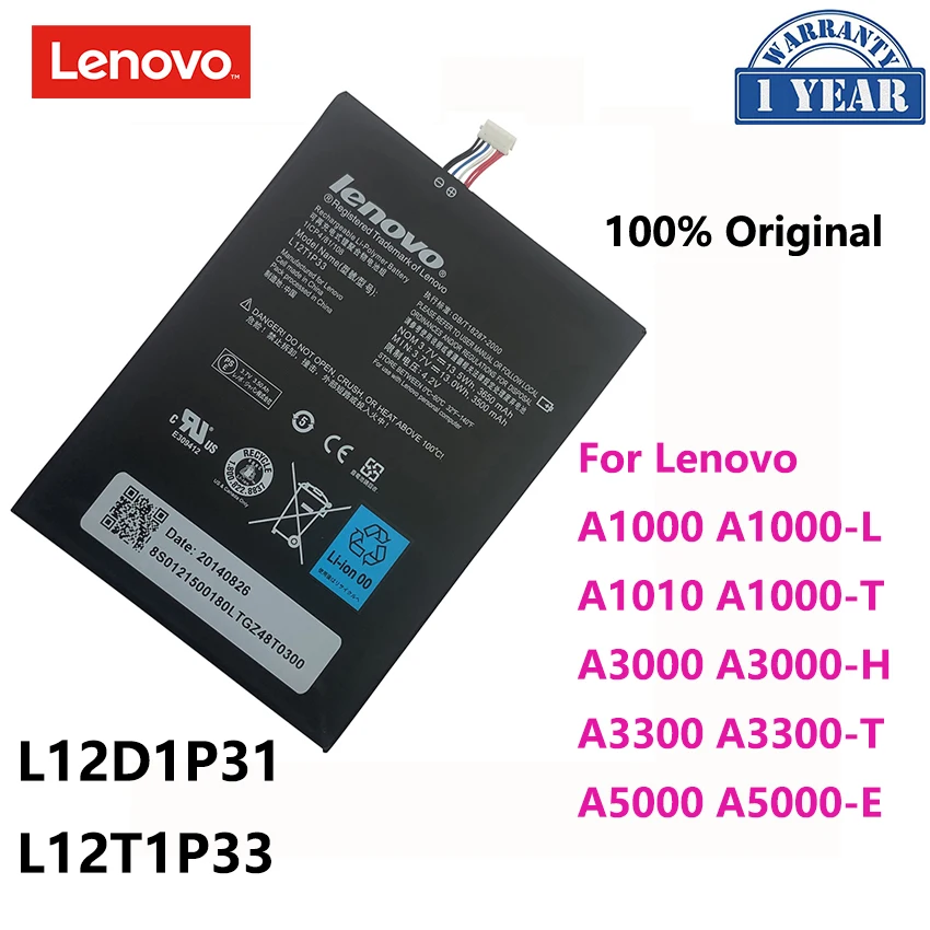 

100% Original 3650mAh Battery L12D1P31 L12T1P33 For Lenovo IdeaTab lepad A1000 A1010 A5000 A3000 A3300 A5000 Batterie Batterij