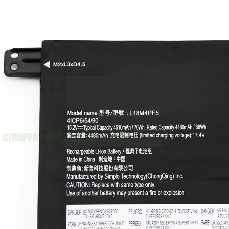 CP New Genuine Laptop Battery L18M4PF5 15.2V/70Wh/4610mAh L18L4PF0 L18L4PF4 For AIR15-2019 S540-15IML/IWL S540-15IWL