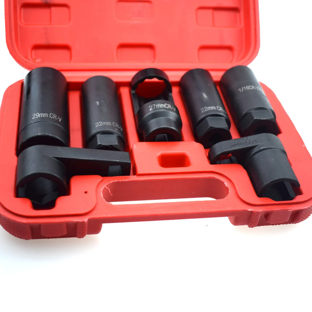 7Pcs 22mm/27mm/29mm 15-20 Oxygen Lambda Sensor Socket Removal Tool Set Kit Engine