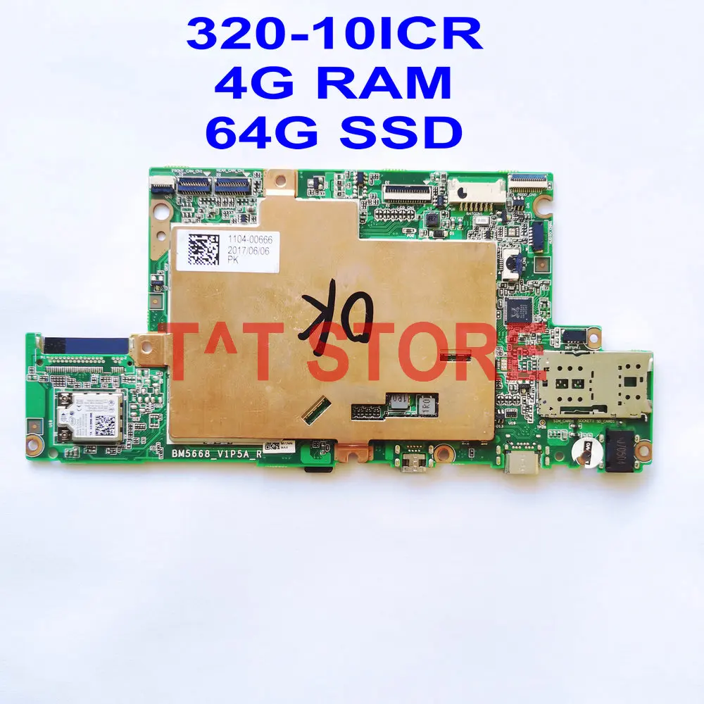 USED for LENOVO Miix 320-10ICR MIIX320 tablet motherboard with 4G RAM + 64G SSD BM5668_V1P5A free shipping