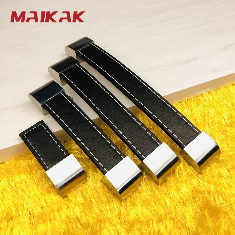Modern High-grade Leather Handle Knobs Pull Furniture Cabinet Chest Drawer Door Knobs Suitcase Handle Screws Furniture Hardware