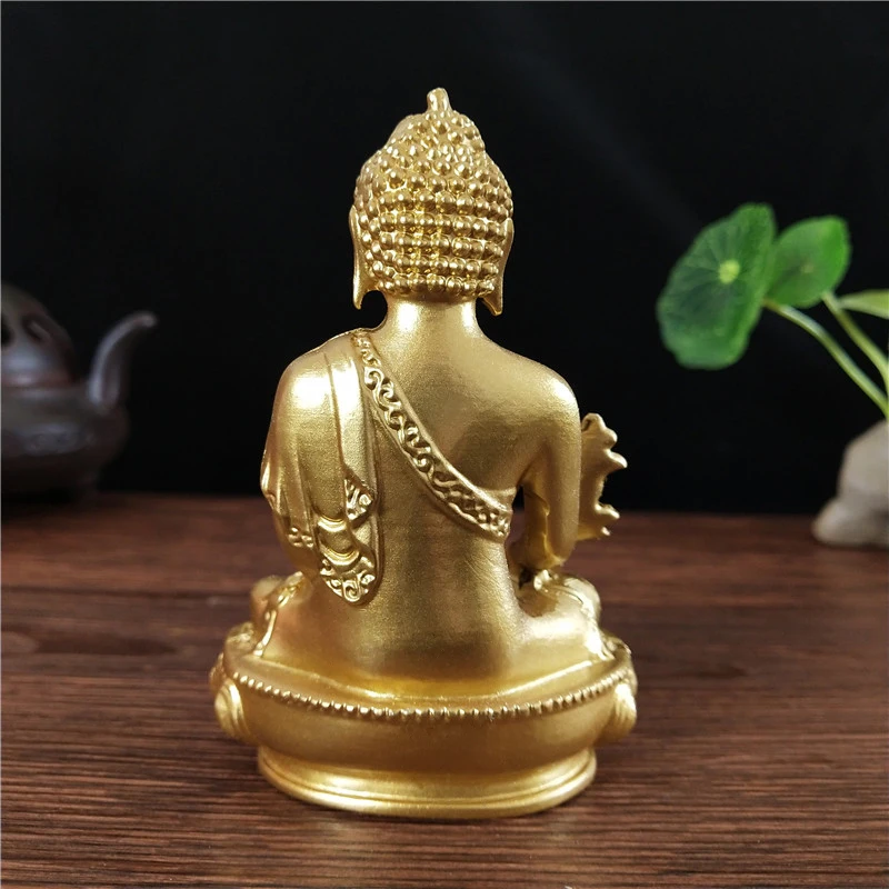 Goldn Medicine Buddha Statue With Necklace Ornament Resin Feng Shui Lucky Buddha Sculpture Home Office Garden Decoration Gifts view 5