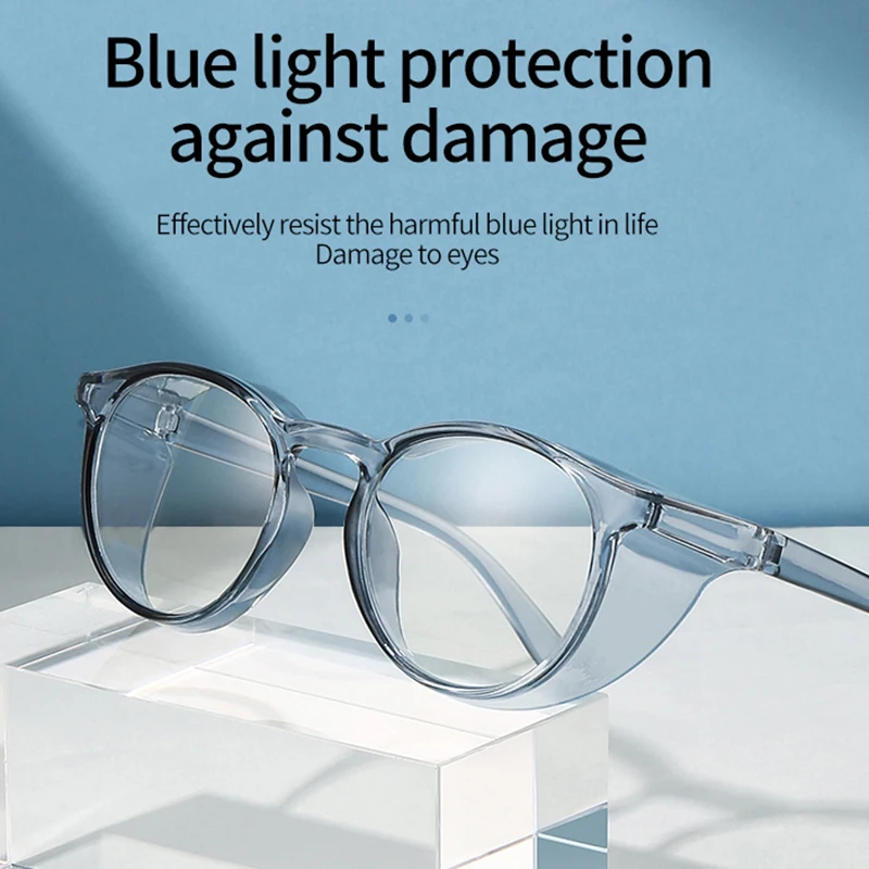 

Round Safety Goggles Windproof Anti-Pollen allergy Anti Fog Eyewear Blue Light Blocking Eyeglasses Prescription Myopia Frame