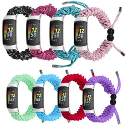 Fabric Braided Rope strap For Fitbit Charge 5 bracelet band Adjustable Women Men Watchband for fitbit charge 6 Smart Watch