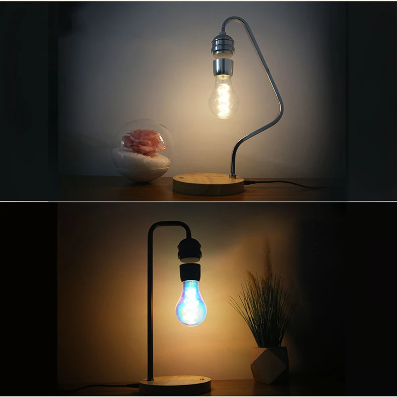 Bombilla LED inalámbrica flotante levitante magnética con cargador inalámbrico para lámpara de escritorio, decoración de habitación u oficina, regalos únicos