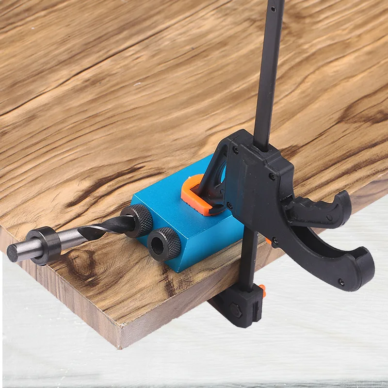 Localizzatore di fori obliqui a 15 gradi localizzatore di foratura angolare punte per legno in alluminio guida per Kit di morsetti per maschere utensili manuali in legno