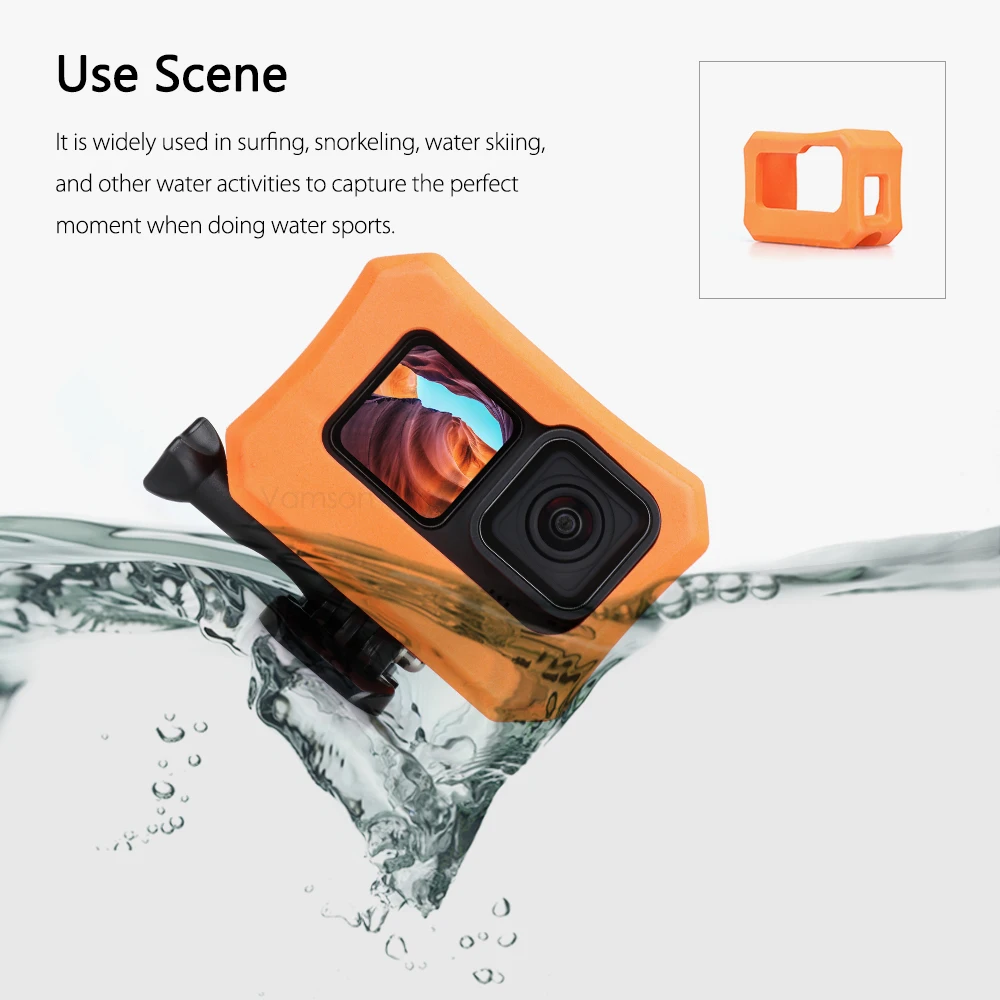 Vamson Orange EVA Floaty Protective Case Cover for GoPro Hero 13 12 11 10 9 Accessories Floating Housing for Surfing Snorkeling