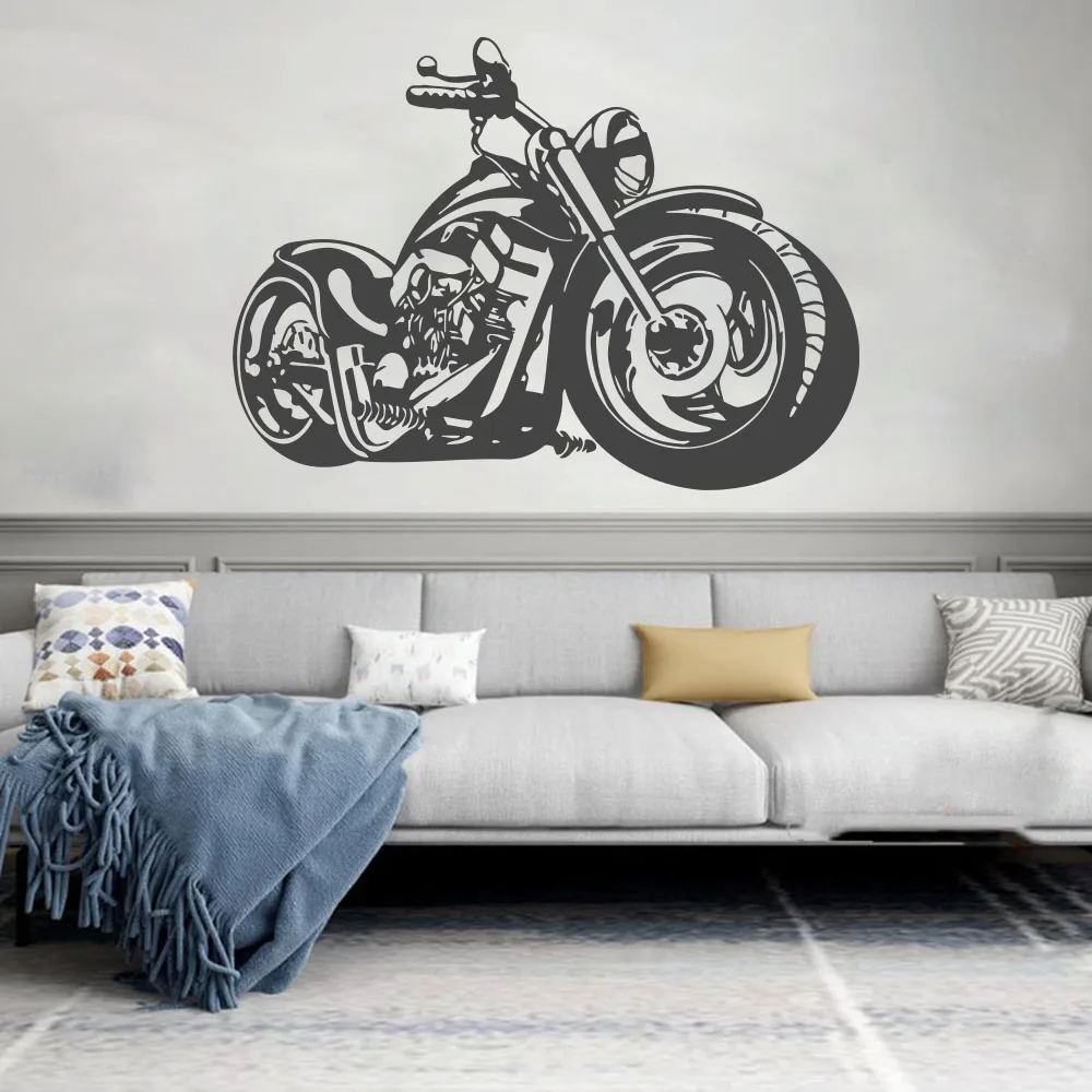 Vintage Chopper Bike Motorcycle Wall Sticker Bedroom Playroom Motorbike Motor Mechanical Wall Decal Boy Room Vinyl Decor