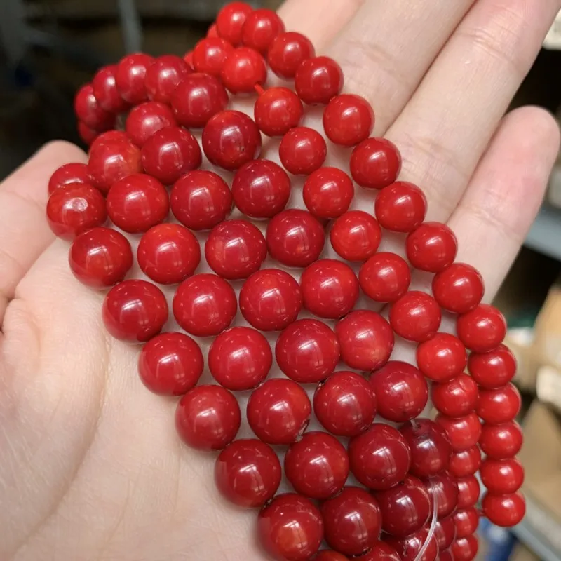 AA High Quality Natural Stone Red Coral Beads Round Loose Beads 4mm 6mm 8mm 9mm For Jewelry Making Necklace DIY Bracelet