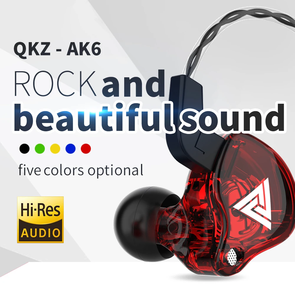 Original QKZ AK6 Headphones With Cable and Microphone 3.5mm Plug Earpiece Earphone With Wire Noise Canceling Headphone Hifi Sale