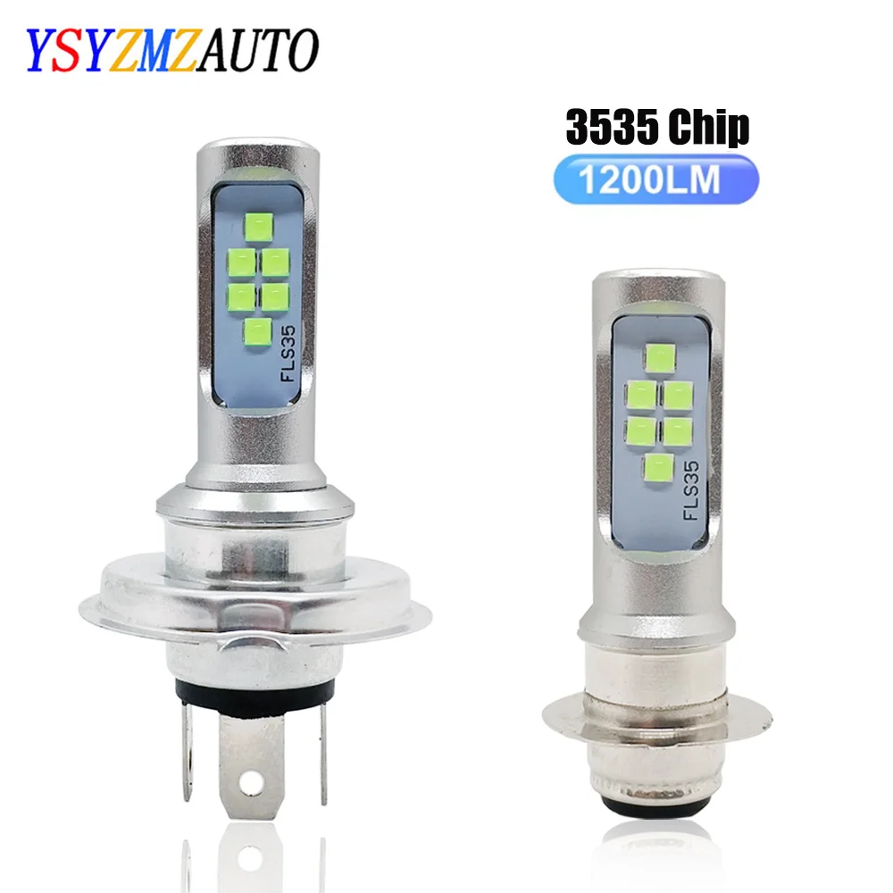 H4 H6 BA20D P15D LED Motorcycle Headlight Bulb 12SMD 3535 1200Lm H6M Moto LED Scooter ATV Accessories Fog Lamp White Yellow Blue