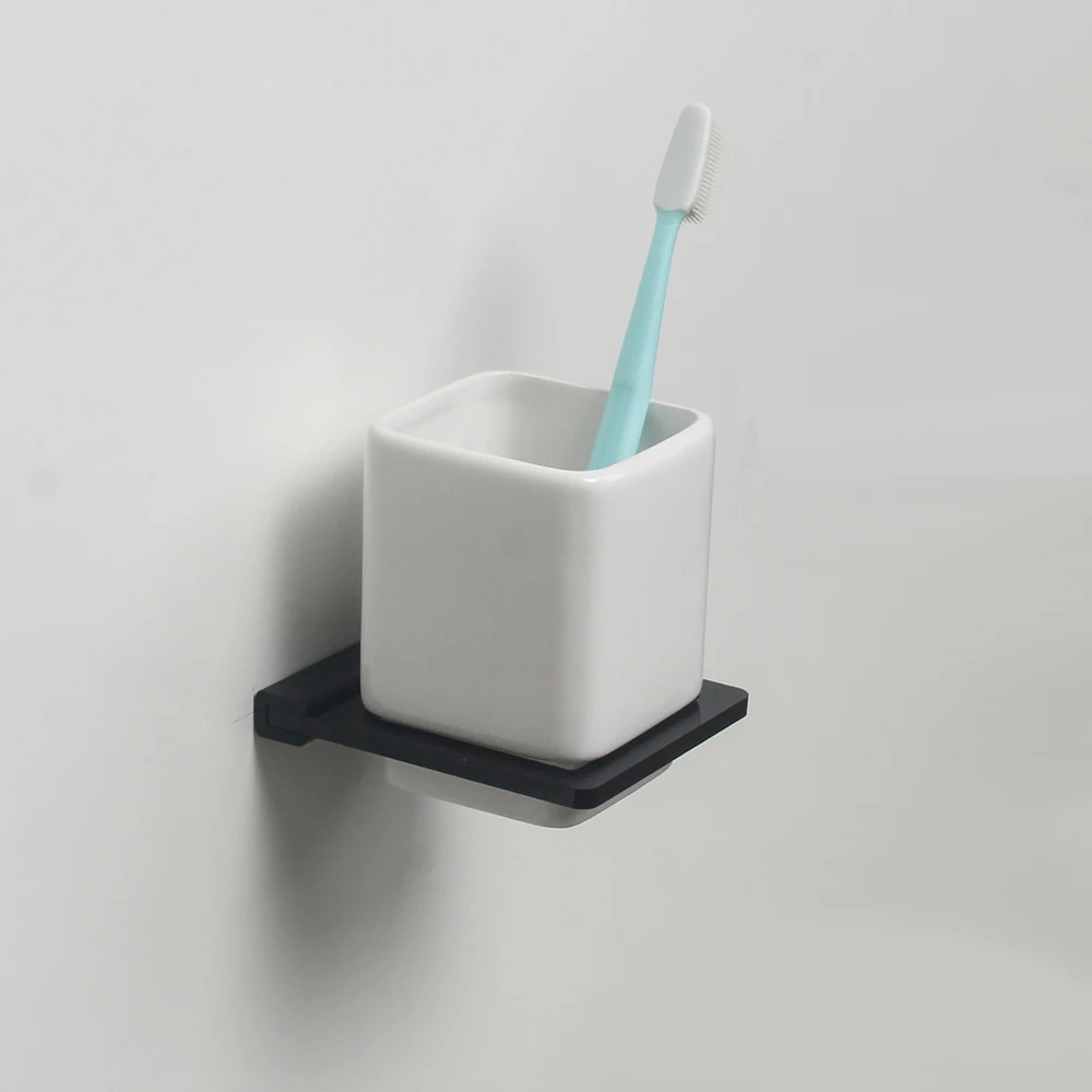 Europe Tumbler Holder Aluminum & Acrylic Ceramic Holder For Toothbrush Wall Mounted Toothbrush Holder Colorful Bathroom Products