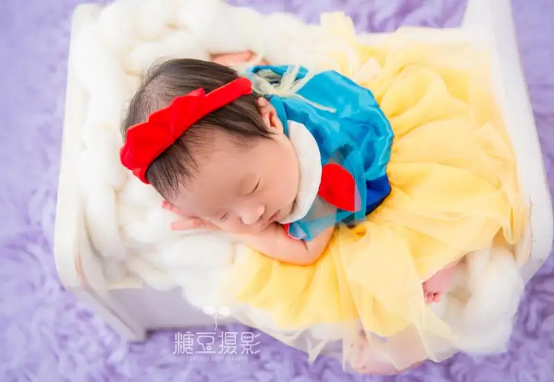 ❤️Newborn Photography Clothing Snow White Headband+Dress 2Pcs/Set Baby Photo Props Accessories Studio Shoot Clothes Outfits