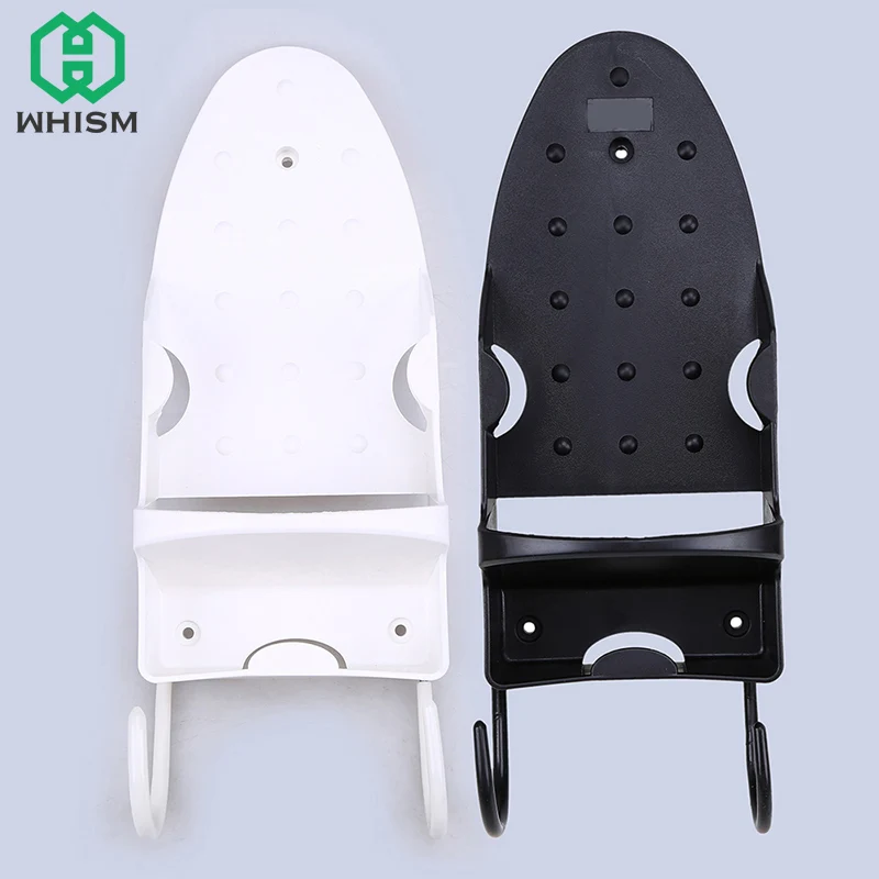 WHISM-Ironing Board Storage Rack with Hooks Wall Mount Household Organizer Iron Stand Shelf Home Room Storage Holder White Black