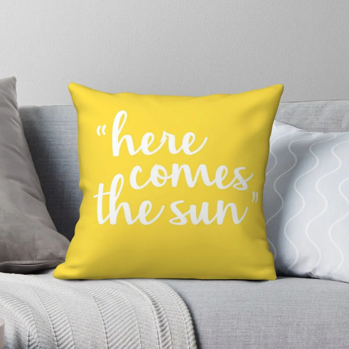 

Here Comes The Sun Pillowcase Polyester Linen Velvet Creative Zip Decor Pillow Case Car Cushion Cover