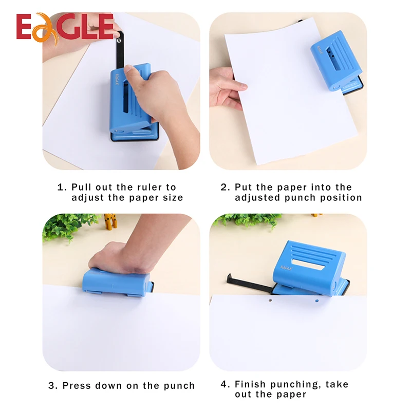 EAGLE 837 Two-hole Punch Round Hole Puncher Loose-leaf Paper A4/A5/A6 Document Binding Punching Machine Tool Circle Hole Punch