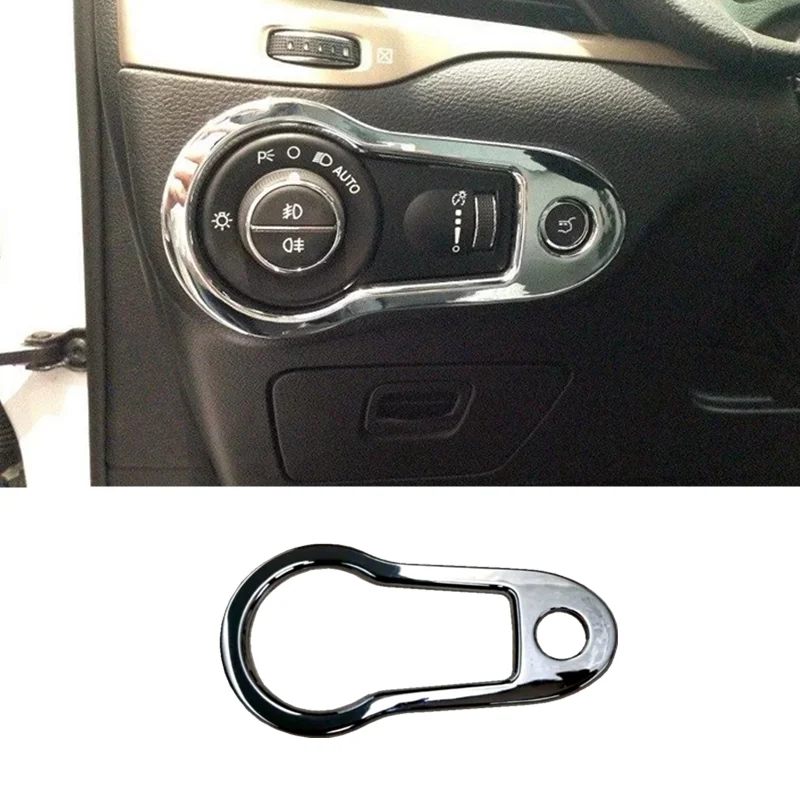 

2014 2015 2016 2017 2018 For Jeep Cherokee KL ABS Chrome Car Headlamps Control Adjustment Button Switch Frame Cover Trim 1pcs