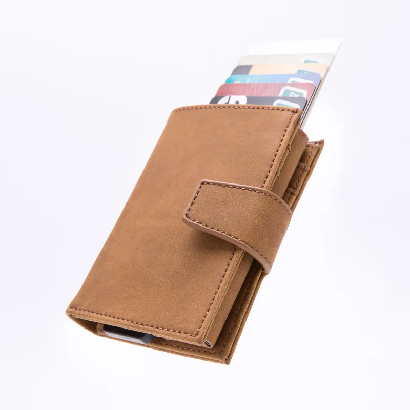 2022 New Men RFID Card Package Anti-Degaussing Anti-Theft Bank Credit Card PU Leather Automatic Wallet Credit Card Holder Case