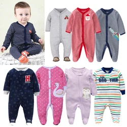 Docinmom Newborn Baby Pajamas Unicorn Cotton Boys Overalls Romper Infants Bebes Buttons Jumpsuit Premature Toddler Feetcover