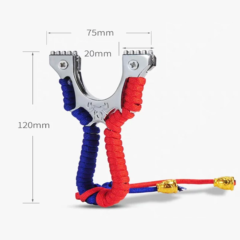 

High Precision Outdoor Shooting Zinc Alloy Slingshot Catapult with Flat Rubber Band Suitable for Beginners