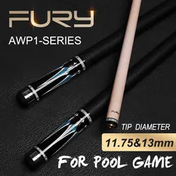 Fury Pool Cue AWP Series 11.75mm / 13mm American Maple Shaft Ocean Blue Tec Decal Linen Wrap 58'' High Quality Taco De Billar