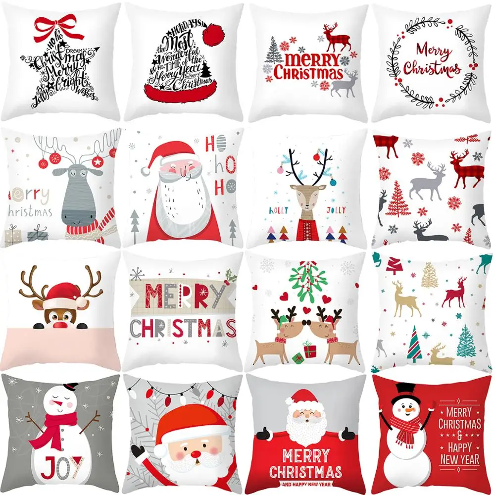 Christmas Cushion Cover 45*45 Pillowcase Sofa Cushion Pillow Cases Cotton Pillow Covers Home Decoration 2023 Xmas Decor for Home