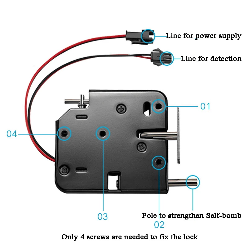 12V 2A Market Locker Electric Latch Magnetic Cabinet Lock Drawer Signal Feedback Auto open SM2P Connector Female Terminal