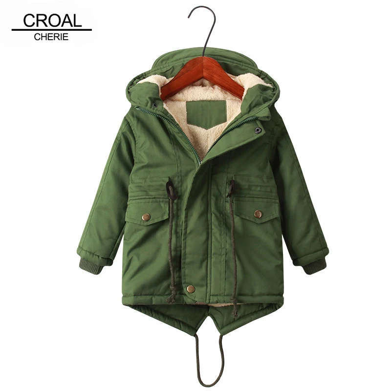 CROAL CHERIE Long Style Kids Clothes Winter Jacket For Boys Fleece Velvet Kids Boys Girls Coat Outerwear Overalls For Children