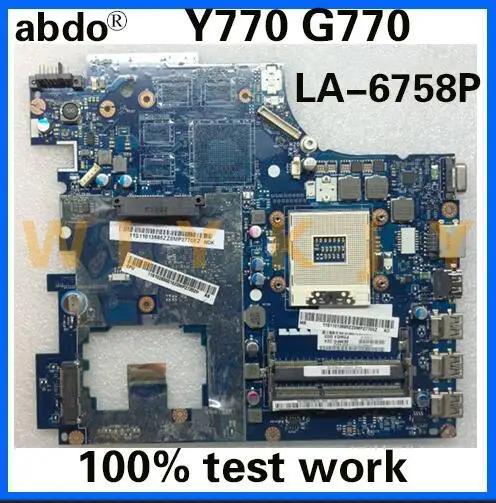 abdo PIWG4 LA-6758P motherboard for Lenovo G770 Y770  Laptop Motherboard. PGA989 HM65 DDR3 100% test work