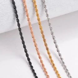 1Pc Width 2/2.5/3/4mm Rope Chain For Women Men Necklace 316L Stainless Steel Twisted Chain Necklace Jewelry
