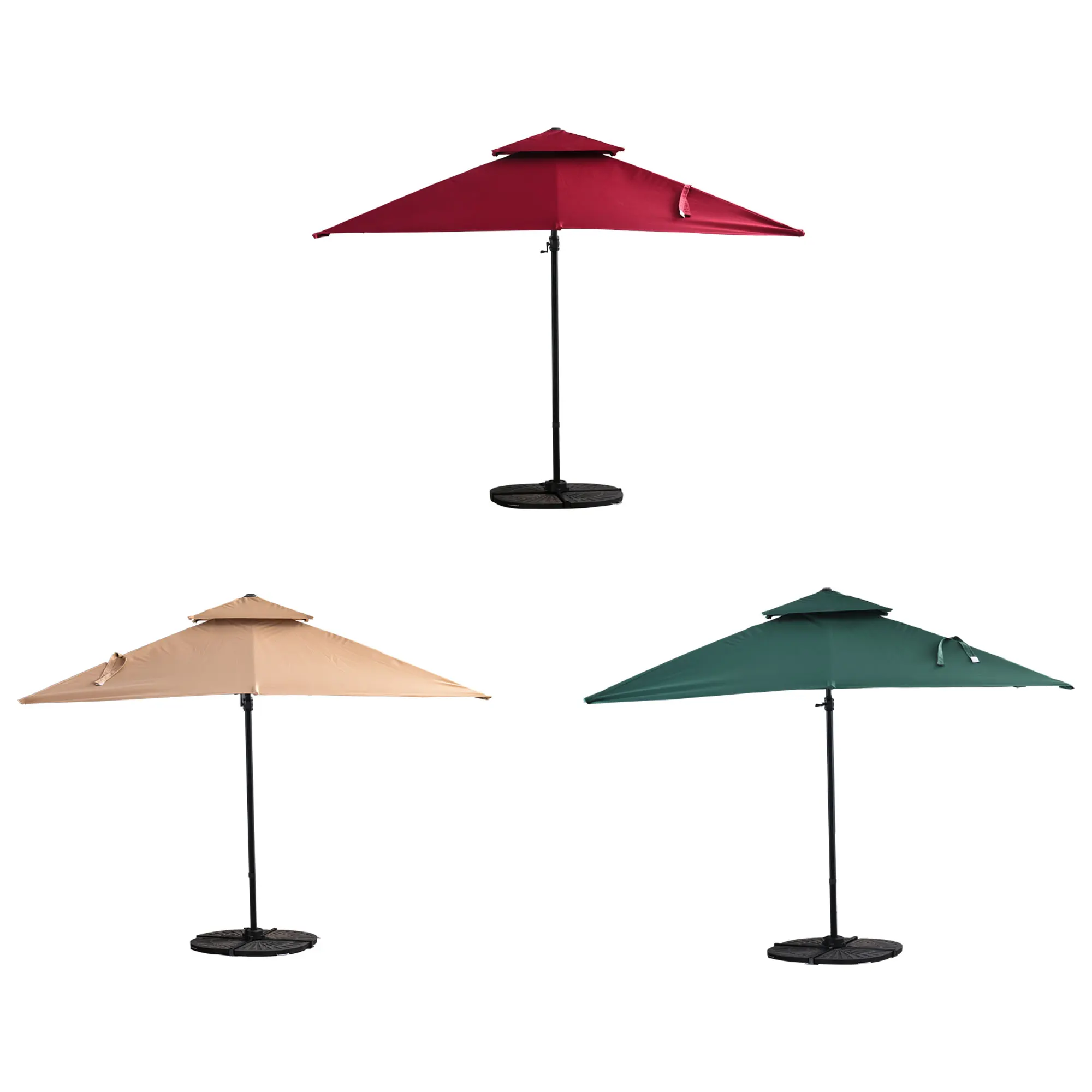 Outsunny garden umbrella 300x300cm with crank Post swivel 360 ° double roof tilt cross Base included